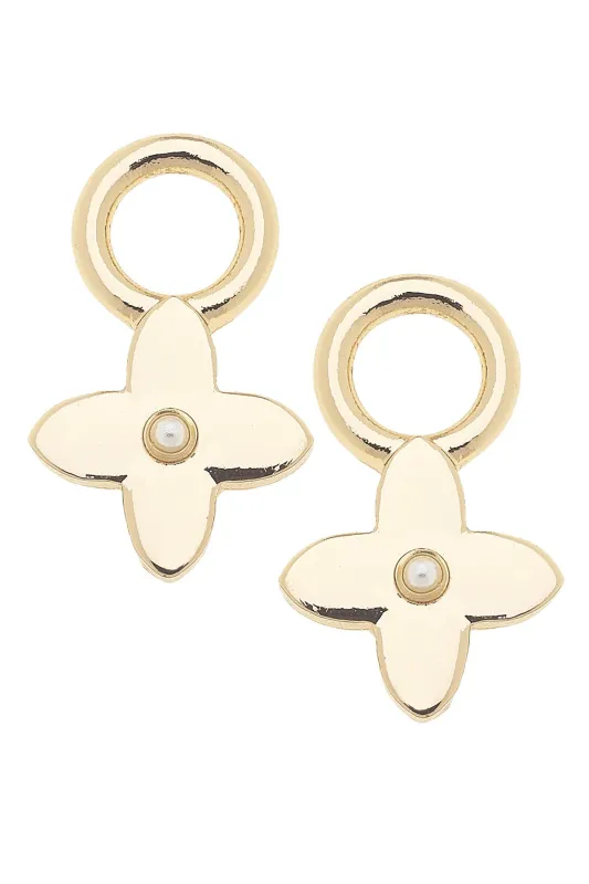 Pearl Cross Huggie Charm (Set of 2) in Shiny Gold sold by Canvas Style