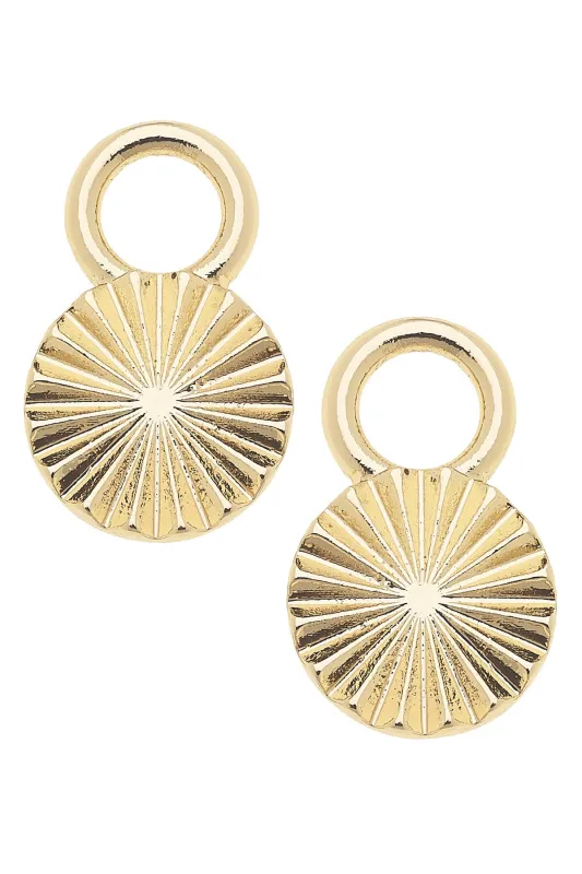 Fluted Disc Huggie Charm (Set of 2) in Shiny Gold sold by Canvas Style