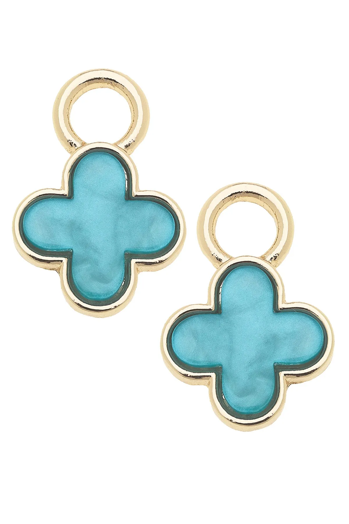 Marbled Enamel Clover Huggie Charm (Set of 2) in Teal sold by Canvas Style