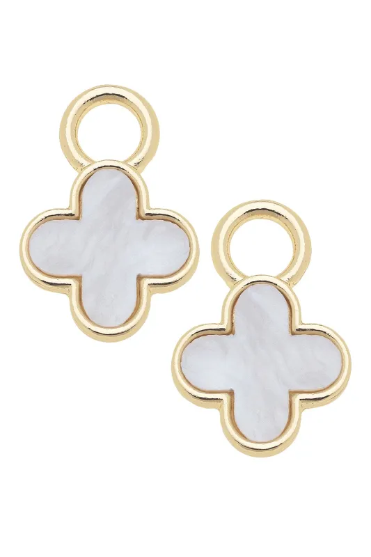 Marbled Enamel Clover Huggie Charm (Set of 2) in White sold by Canvas Style