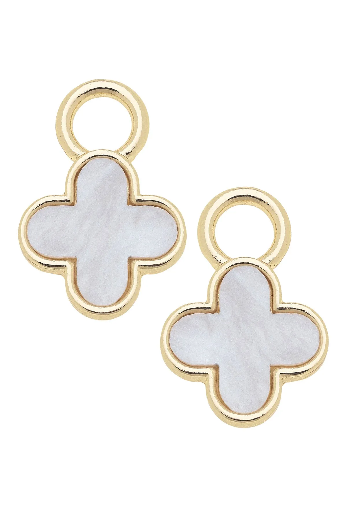 Marbled Enamel Clover Huggie Charm (Set of 2) in White sold by Canvas Style