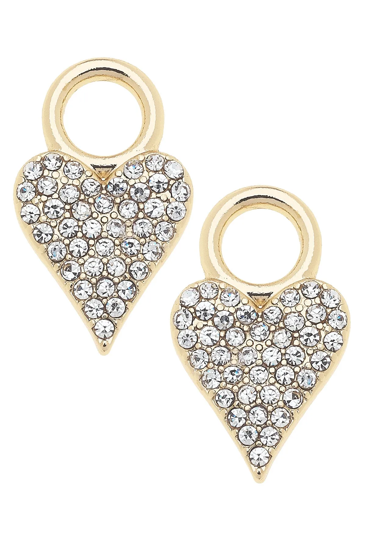 Pave Heart Huggie Charm (Set of 2) in Shiny Gold sold by Canvas Style