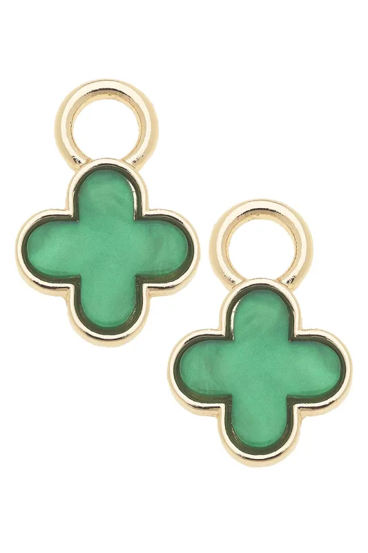 Marbled Enamel Clover Huggie Charm (Set of 2) in Neon Green sold by Canvas Style