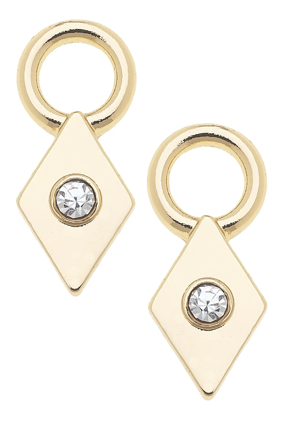 Rhinestone Diamond Huggie Charm (Set of 2) in Shiny Gold sold by Canvas Style