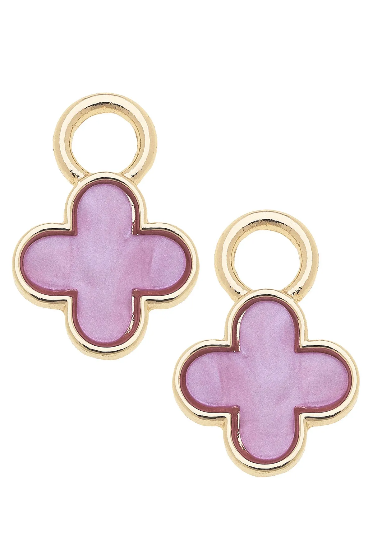 Marbled Enamel Clover Huggie Charm (Set of 2) in Lavender sold by Canvas Style