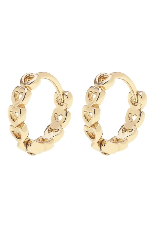 Blakely Linked Hearts Mini Huggie Hoop Earrings sold by Canvas Style