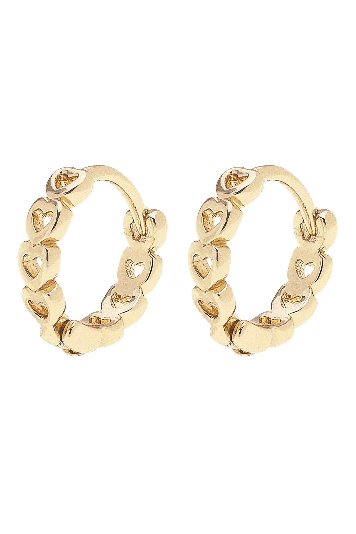 Blakely Linked Hearts Mini Huggie Hoop Earrings sold by Canvas Style