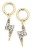 Pave Lightning Bolt Huggie Charm (Set of 2) in Shiny Gold sold by Canvas Style