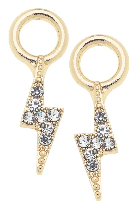 Pave Lightning Bolt Huggie Charm (Set of 2) in Shiny Gold sold by Canvas Style