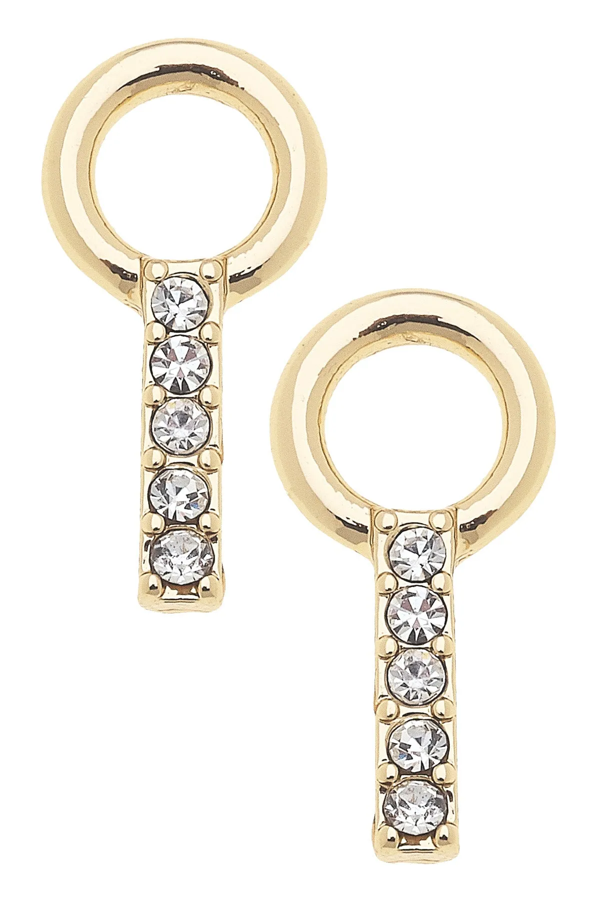 Pave Baguette Huggie Charm (Set of 2) in Shiny Gold sold by Canvas Style