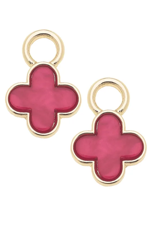 Marbled Enamel Clover Huggie Charm (Set of 2) in Neon Pink sold by Canvas Style