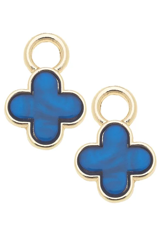 Marbled Enamel Clover Huggie Charm (Set of 2) in Blue sold by Canvas Style