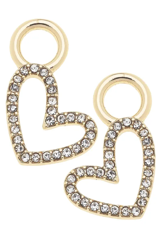 Pave Open Heart Huggie Charm (Set of 2) in Shiny Gold sold by Canvas Style