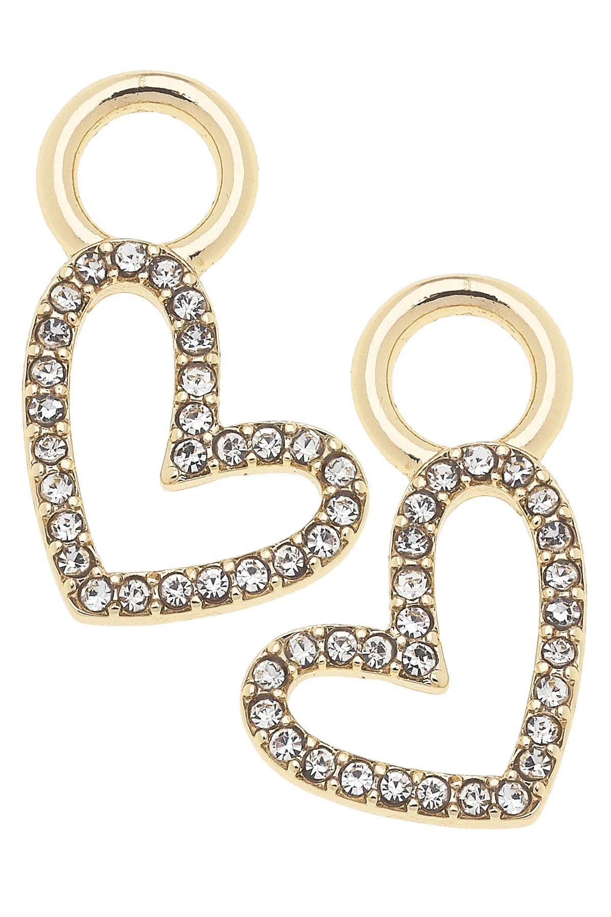 Pave Open Heart Huggie Charm (Set of 2) in Shiny Gold sold by Canvas Style