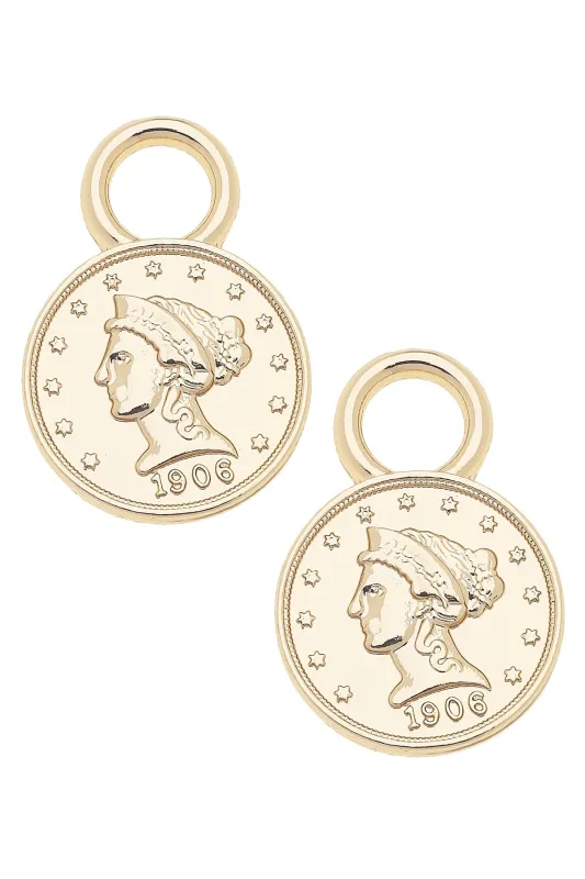 Liberty Coin Huggie Charm (Set of 2) in Shiny Gold sold by Canvas Style