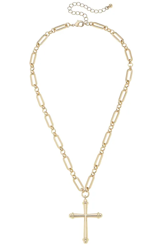 Esther Cross Linked Necklace in Shiny Gold sold by Canvas Style
