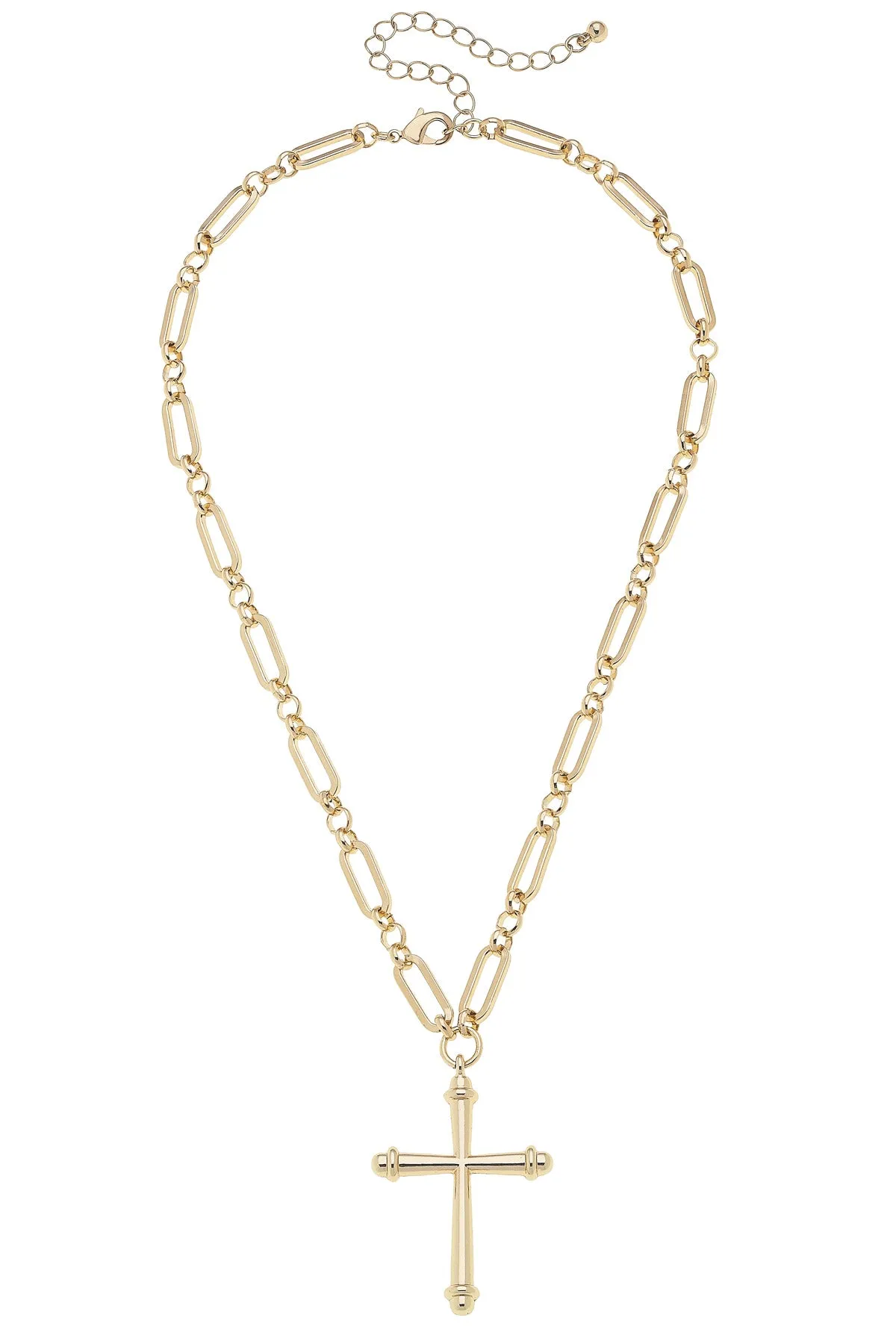 Esther Cross Linked Necklace in Shiny Gold sold by Canvas Style