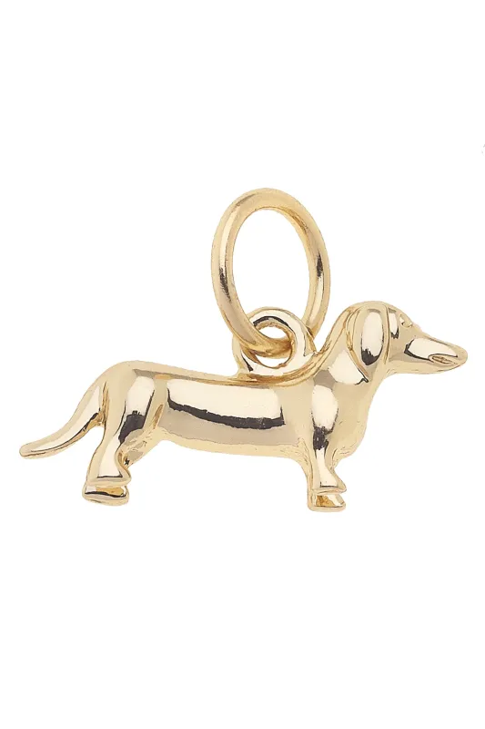 Dachshund Dog Charm in Shiny Gold sold by Canvas Style