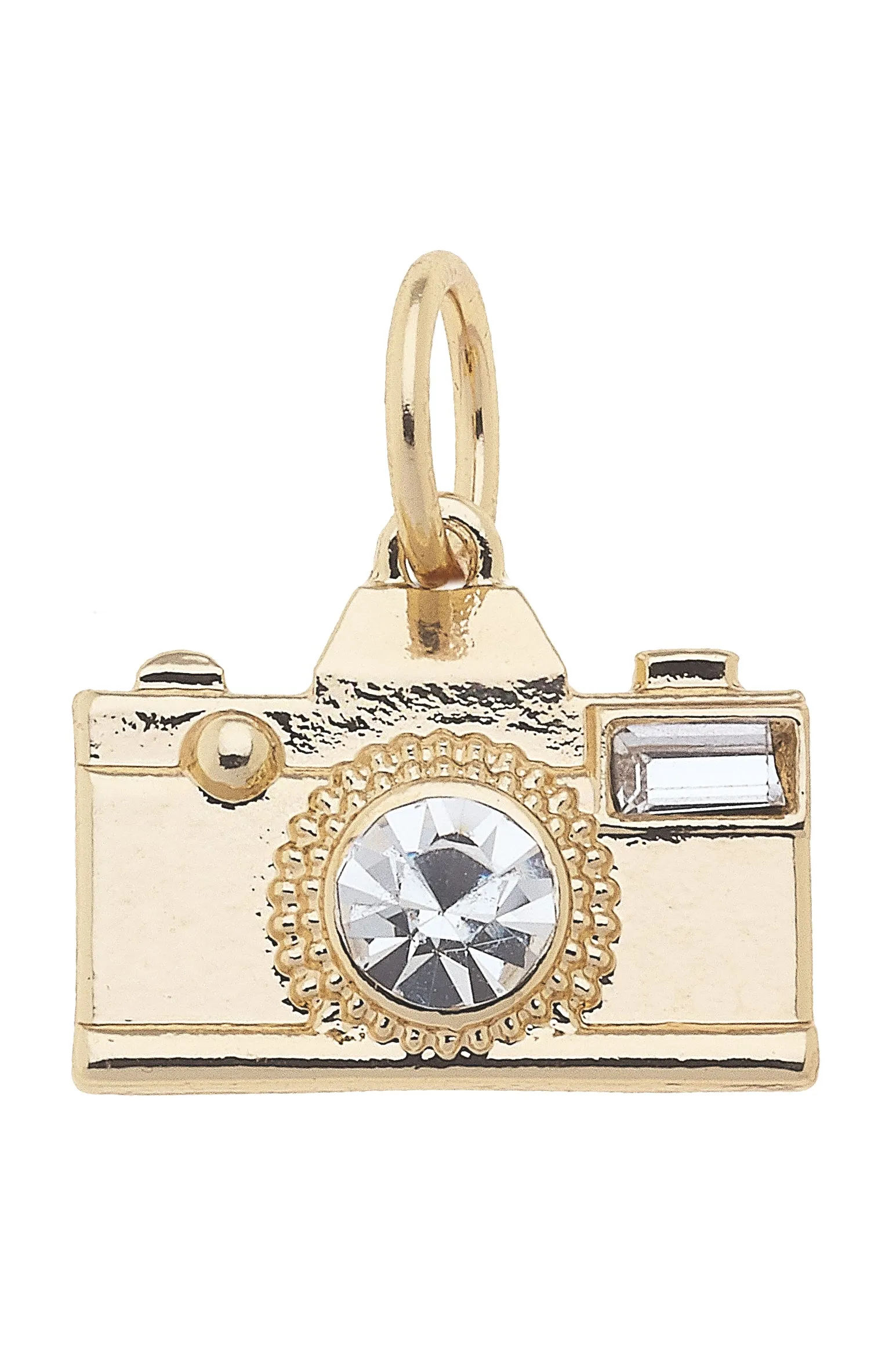 Rhinestone Camera Charm in Shiny Gold sold by Canvas Style