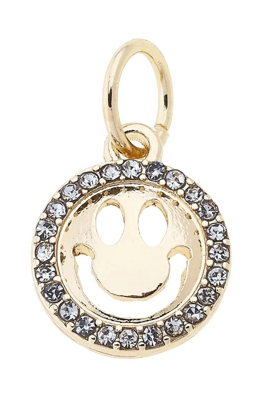Pave Smiley Face Charm in Shiny Gold sold by Canvas Style