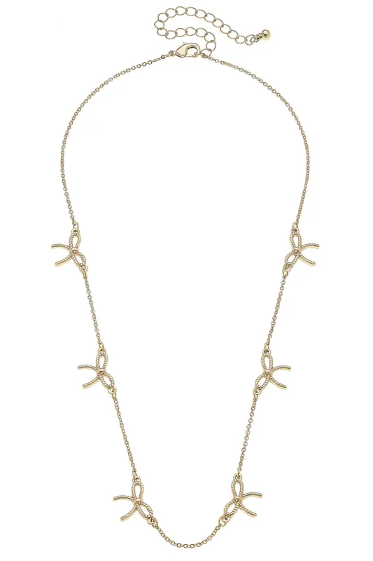 Bessie Multi Rope Bow Necklace in Shiny Gold sold by Canvas Style
