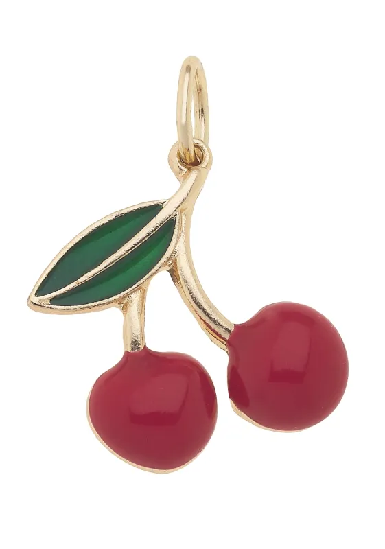 3-D Cherries Charm in Red & Green sold by Canvas Style
