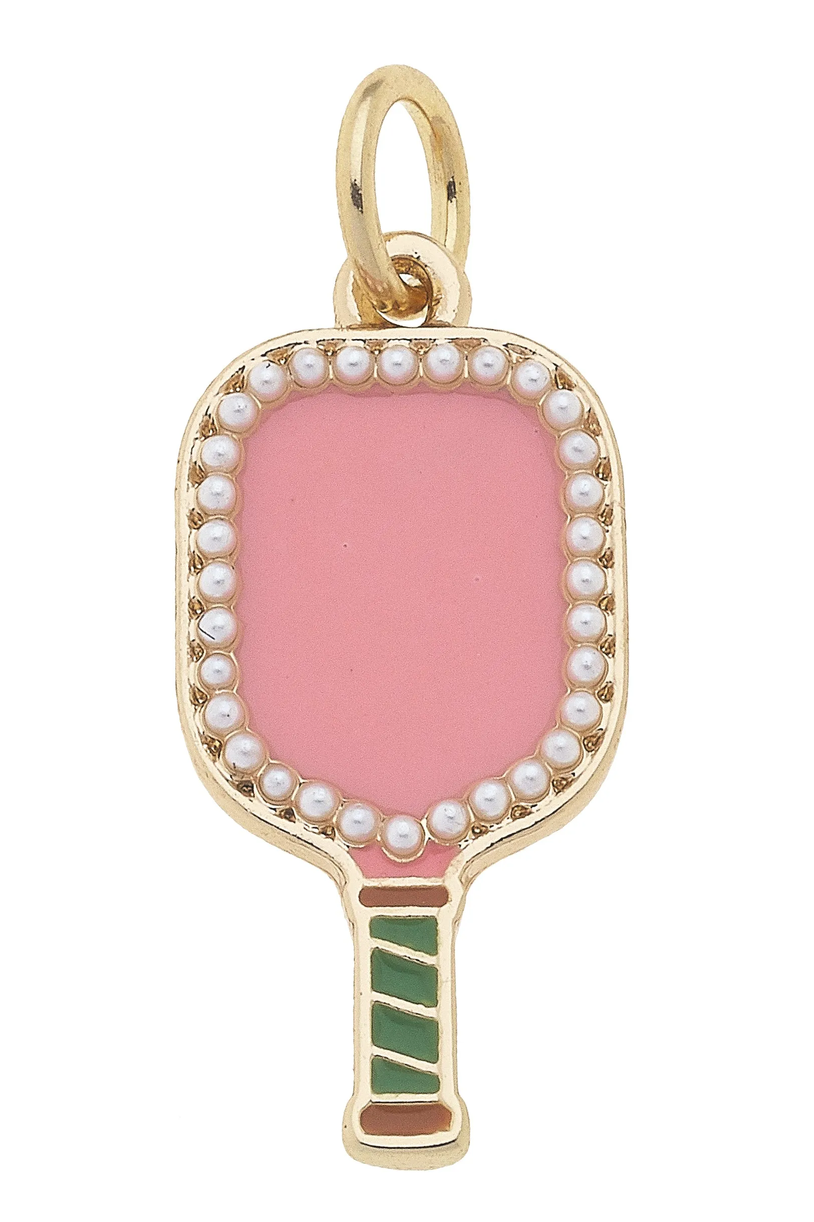 Pearl Studded Pickleball Paddle Charm in Pink sold by Canvas Style
