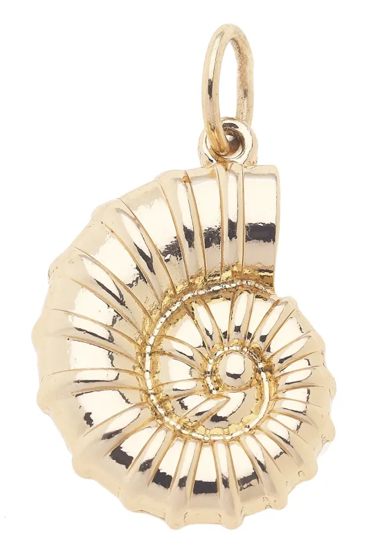 Spiral Shell Charm in Shiny Gold sold by Canvas Style