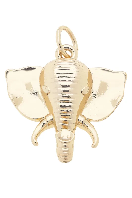 Elephant Head Charm in Shiny Gold sold by Canvas Style