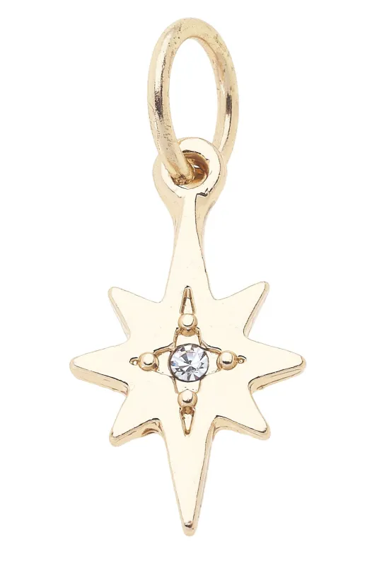 Rhinestone Starburst Charm in Shiny Gold sold by Canvas Style