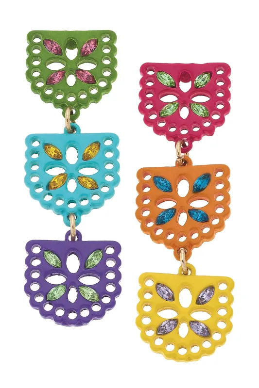 Fiesta Papel Picado Enamel Banner Earrings in Multi sold by Canvas Style