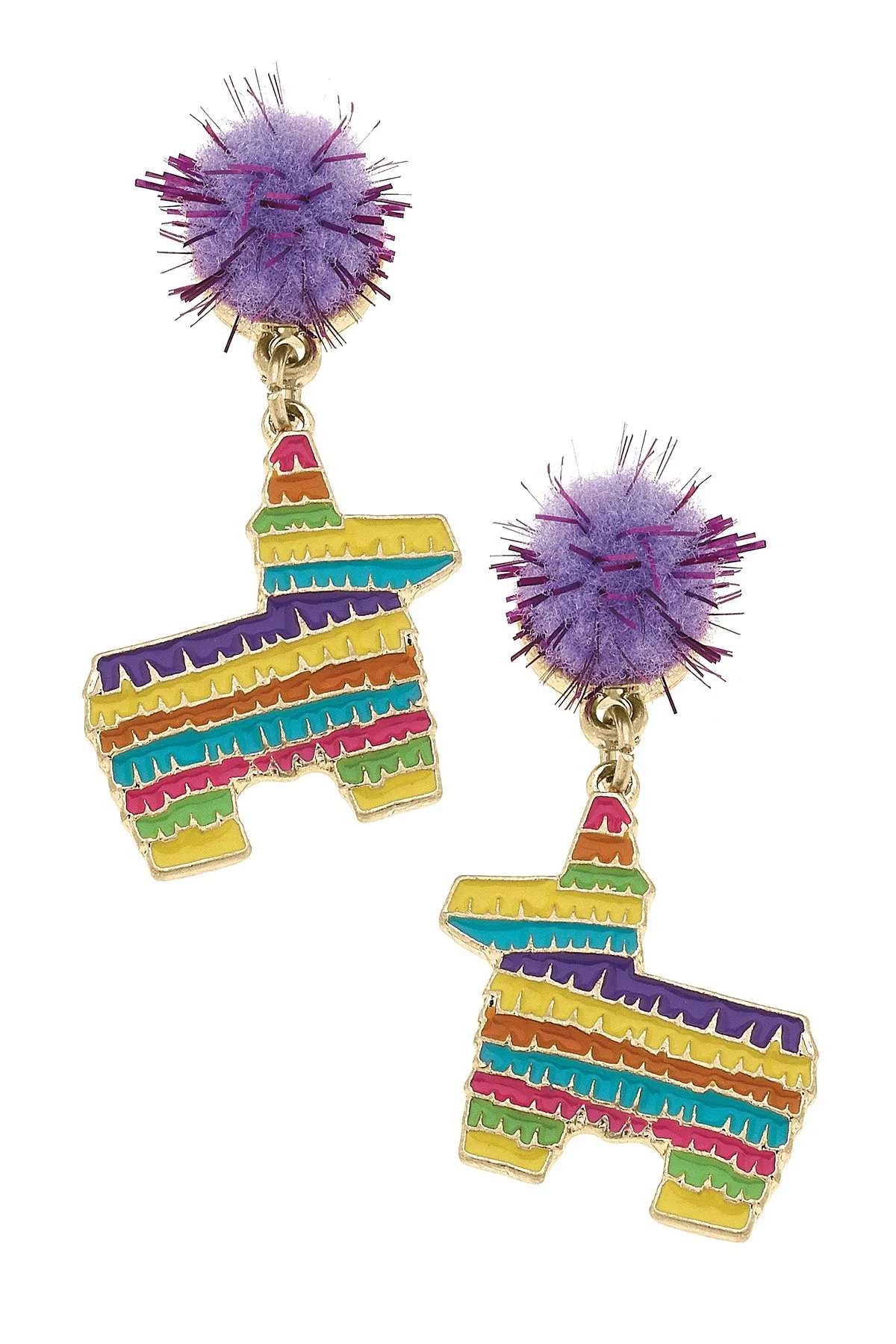 Pompon Enamel Pinata Earrings in Multi sold by Canvas Style