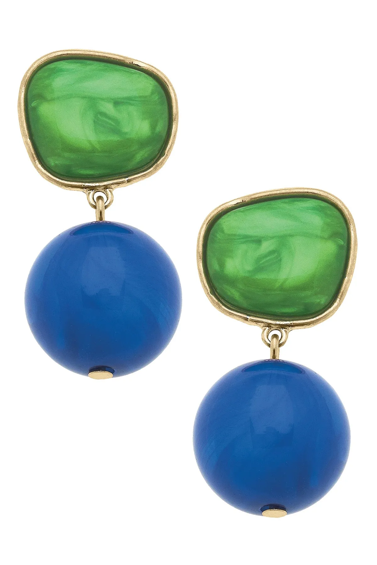 Ophelia Marbled Resin Drop Earrings in Green/Blue sold by Canvas Style