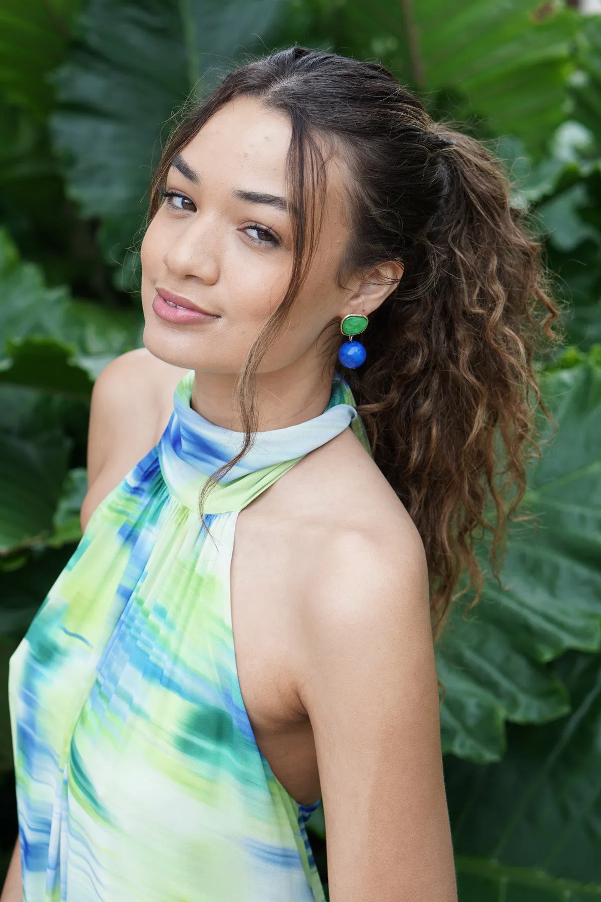 Ophelia Marbled Resin Drop Earrings in Green/Blue sold by Canvas Style product image thumbnail 2