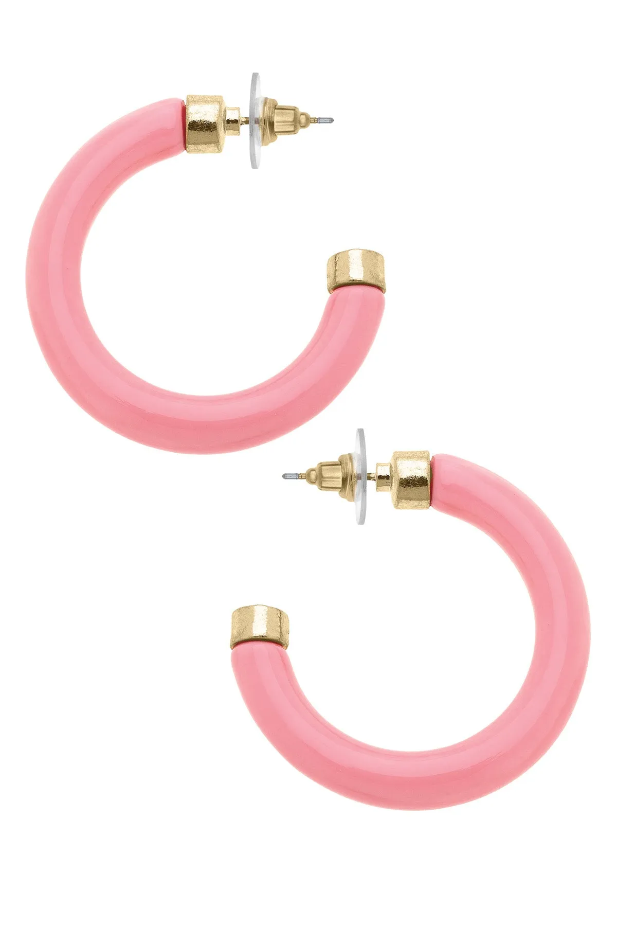 Hillary Resin Hollow Hoop Earrings in Bubble Gum sold by Canvas Style