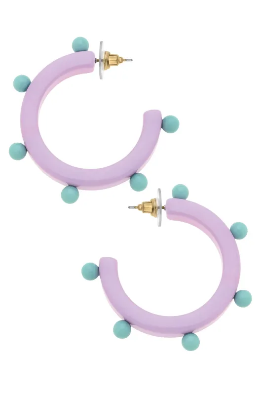 Olivia Studded Resin Hoop Earrings in Lavender/Aqua sold by Canvas Style