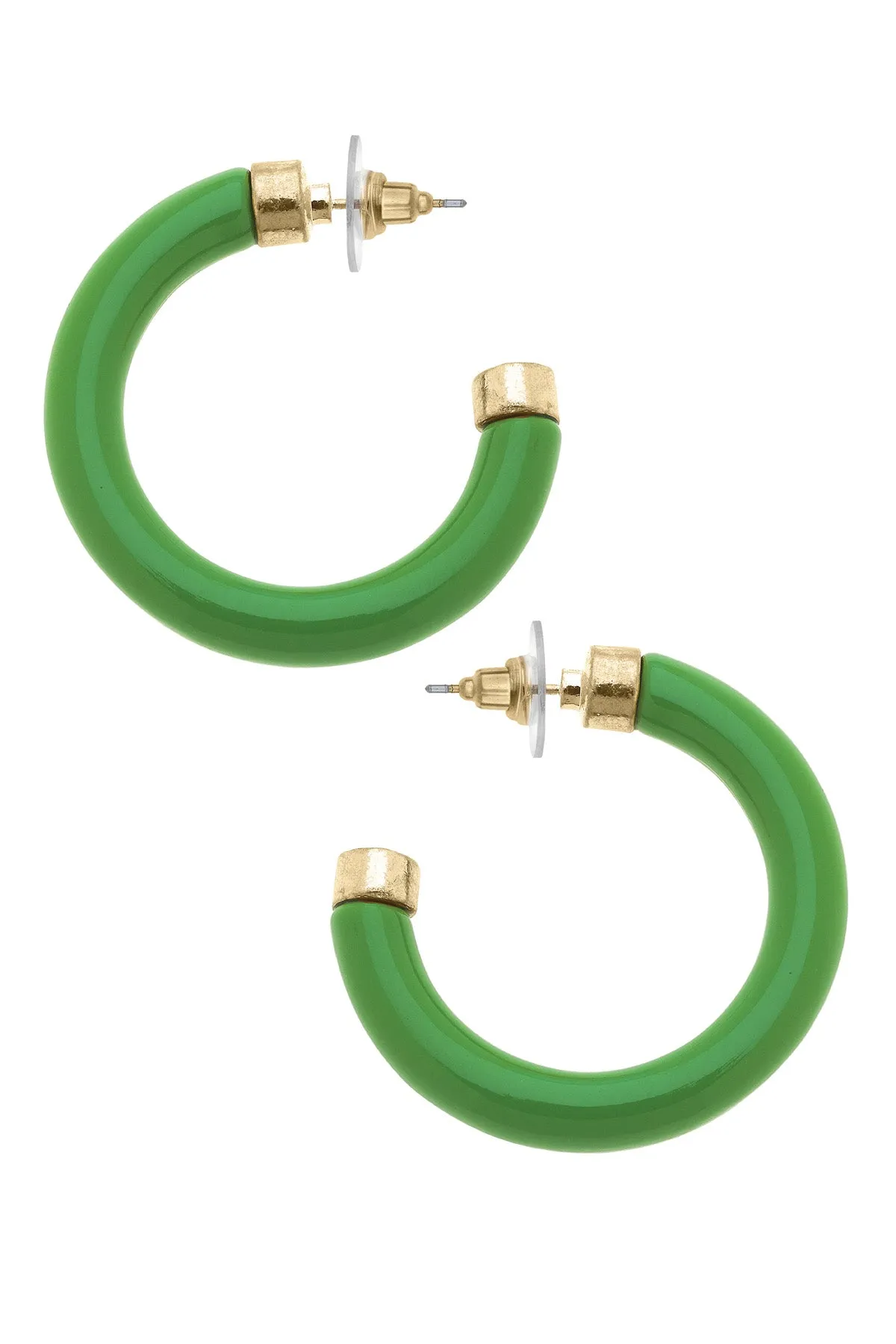 Hillary Resin Hollow Hoop Earrings in Green sold by Canvas Style