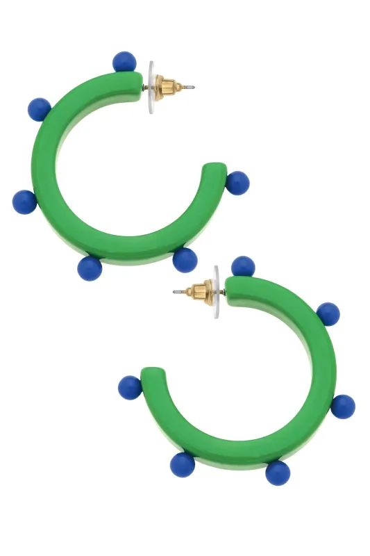 Olivia Studded Resin Hoop Earrings in Green/Blue sold by Canvas Style