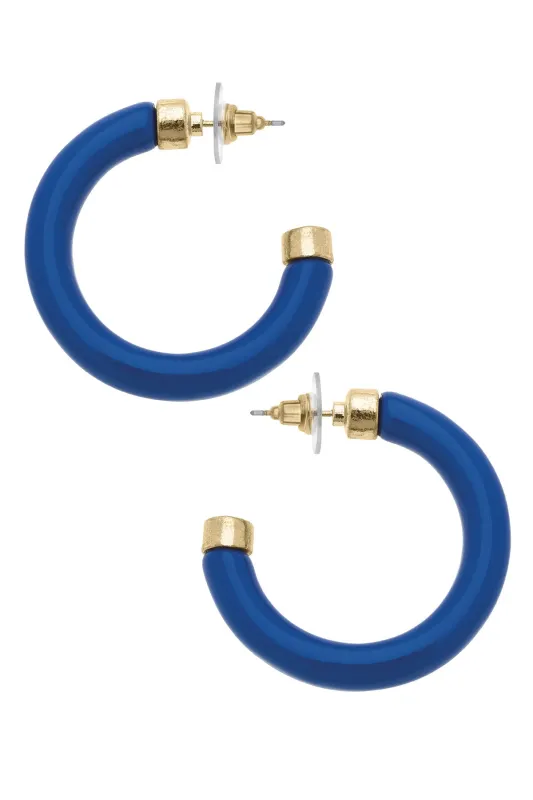 Hillary Resin Hollow Hoop Earrings in Blue sold by Canvas Style