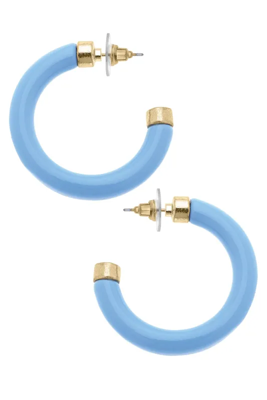 Hillary Resin Hollow Hoop Earrings in Light Blue sold by Canvas Style