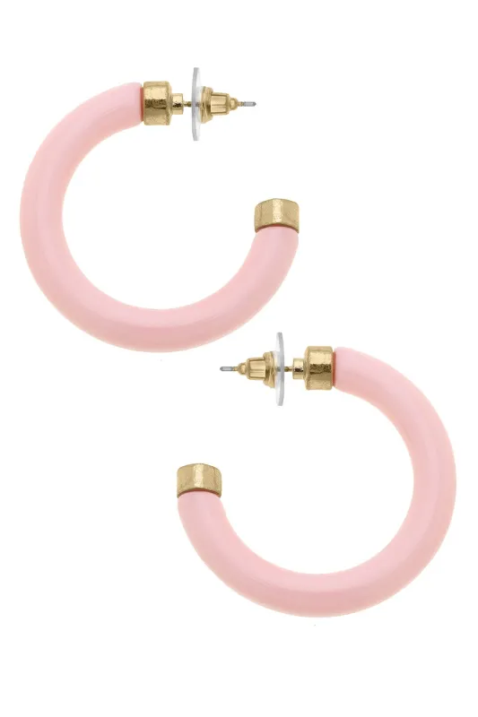 Hillary Resin Hollow Hoop Earrings in Light Pink sold by Canvas Style