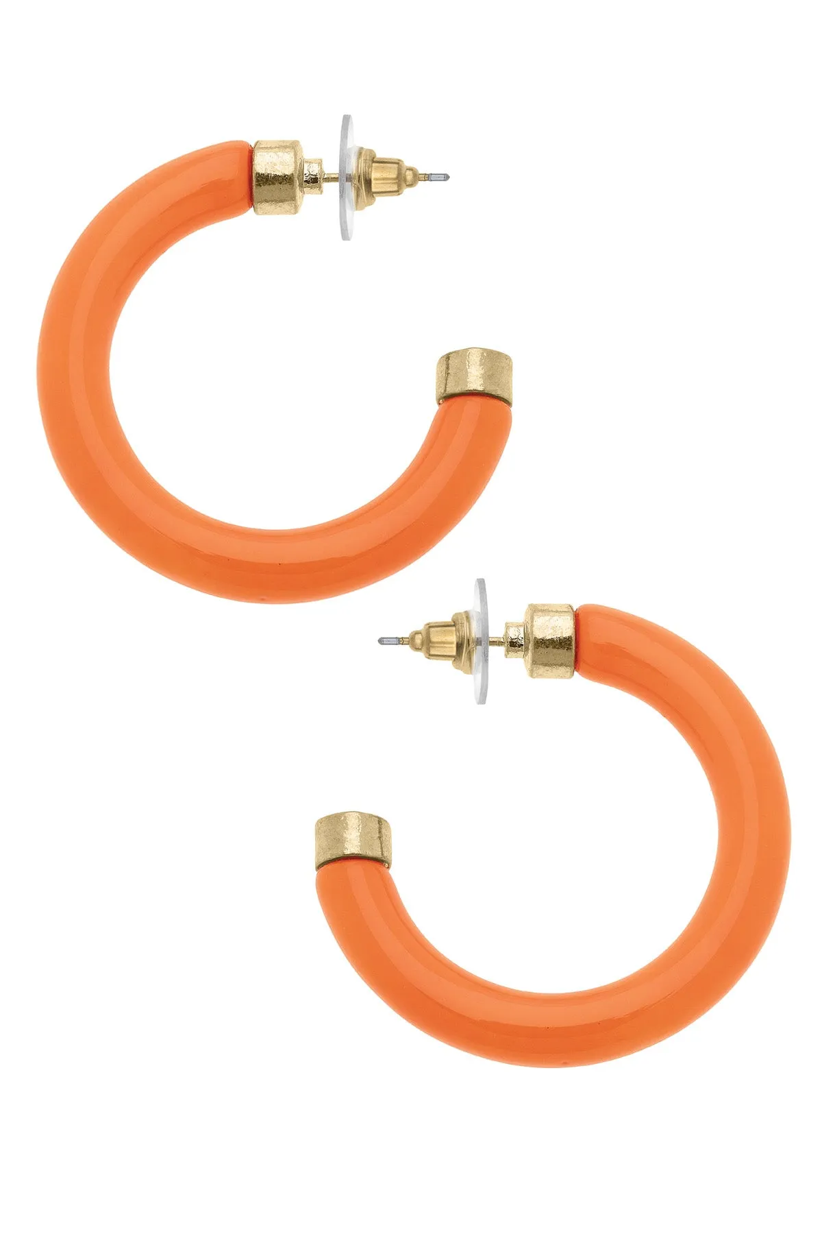 Hillary Resin Hollow Hoop Earrings in Orange sold by Canvas Style