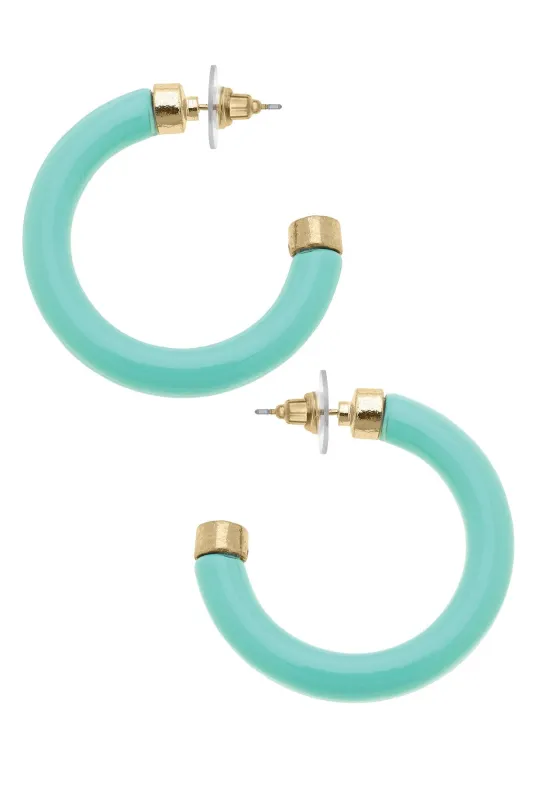 Hillary Resin Hollow Hoop Earrings in Mint sold by Canvas Style