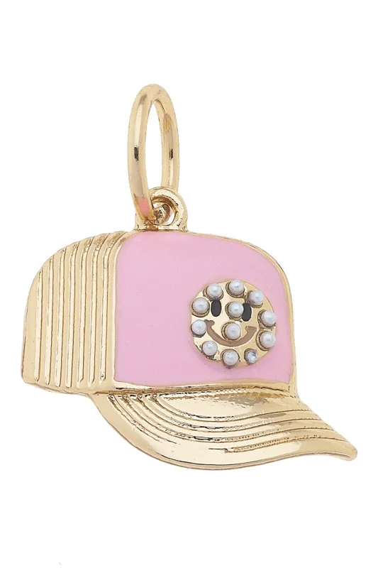 Smiley Face Trucker Hat Charm in Light Pink made by Canvas Style
