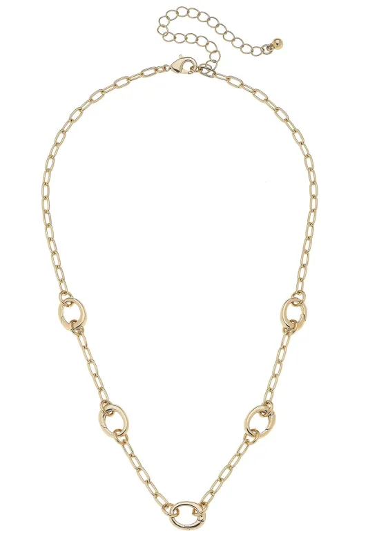 Sierra Dainty Charm Collector Necklace in Shiny Gold - 15" made by Canvas Style