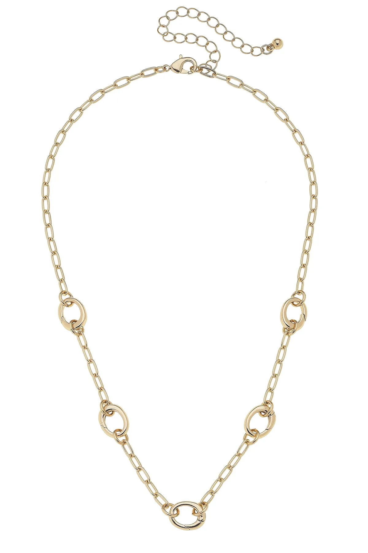 Sierra Dainty Charm Collector Necklace in Shiny Gold - 15" sold by Canvas Style