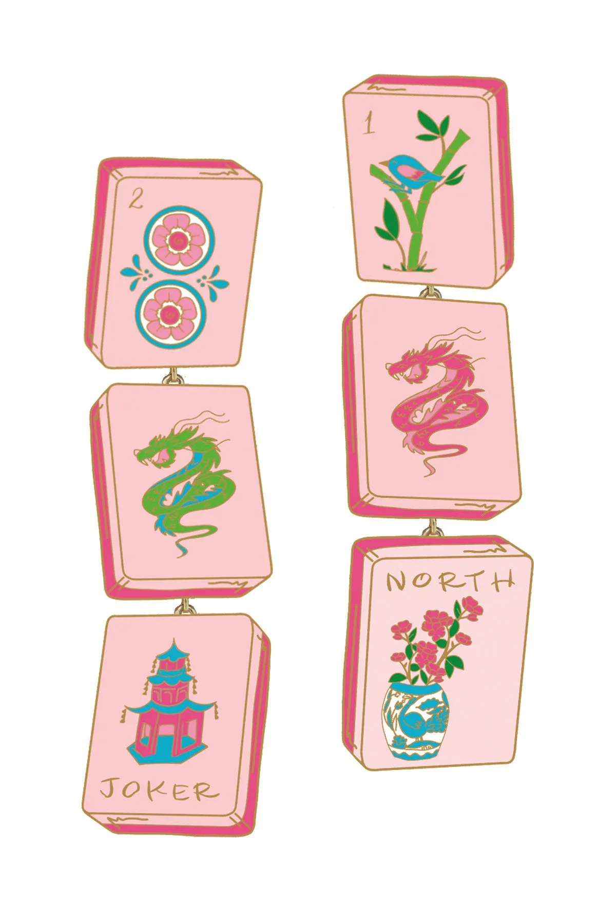 Linked Mahjong Tile Earrings in Light Pink sold by Canvas Style