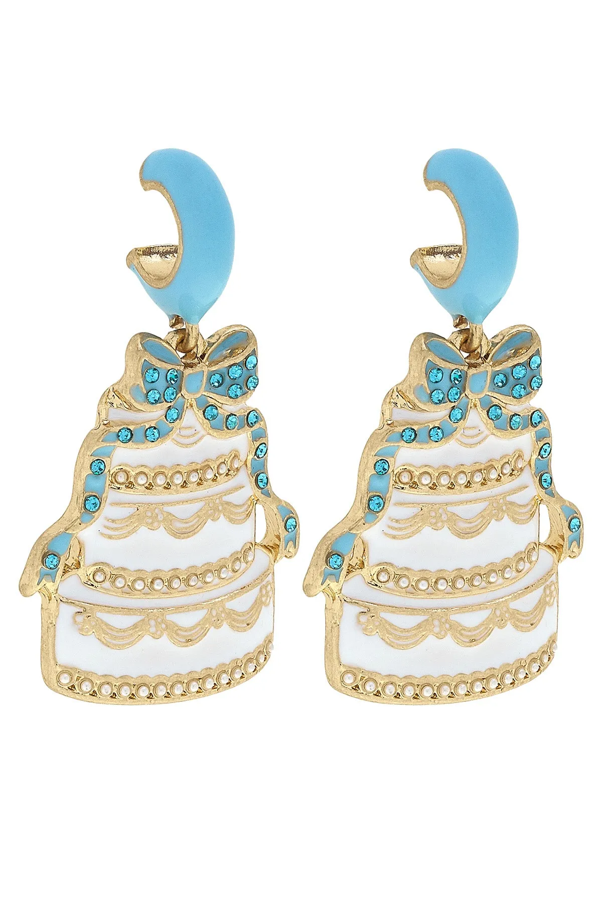 Wedding Cake Enamel Huggie Hoop Earrings sold by Canvas Style