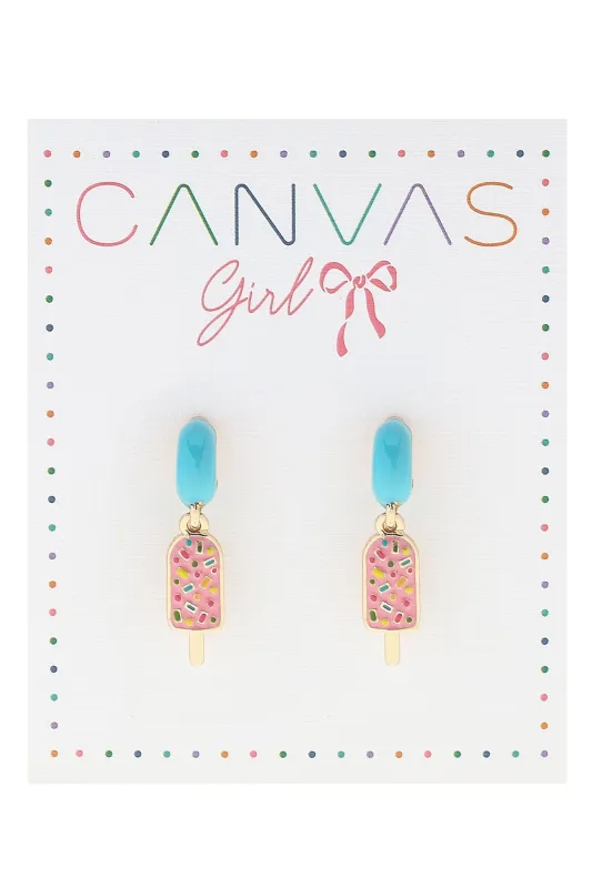 Lena Popsicle Enamel Mini Huggie Hoop Earrings in Aqua sold by Canvas Style