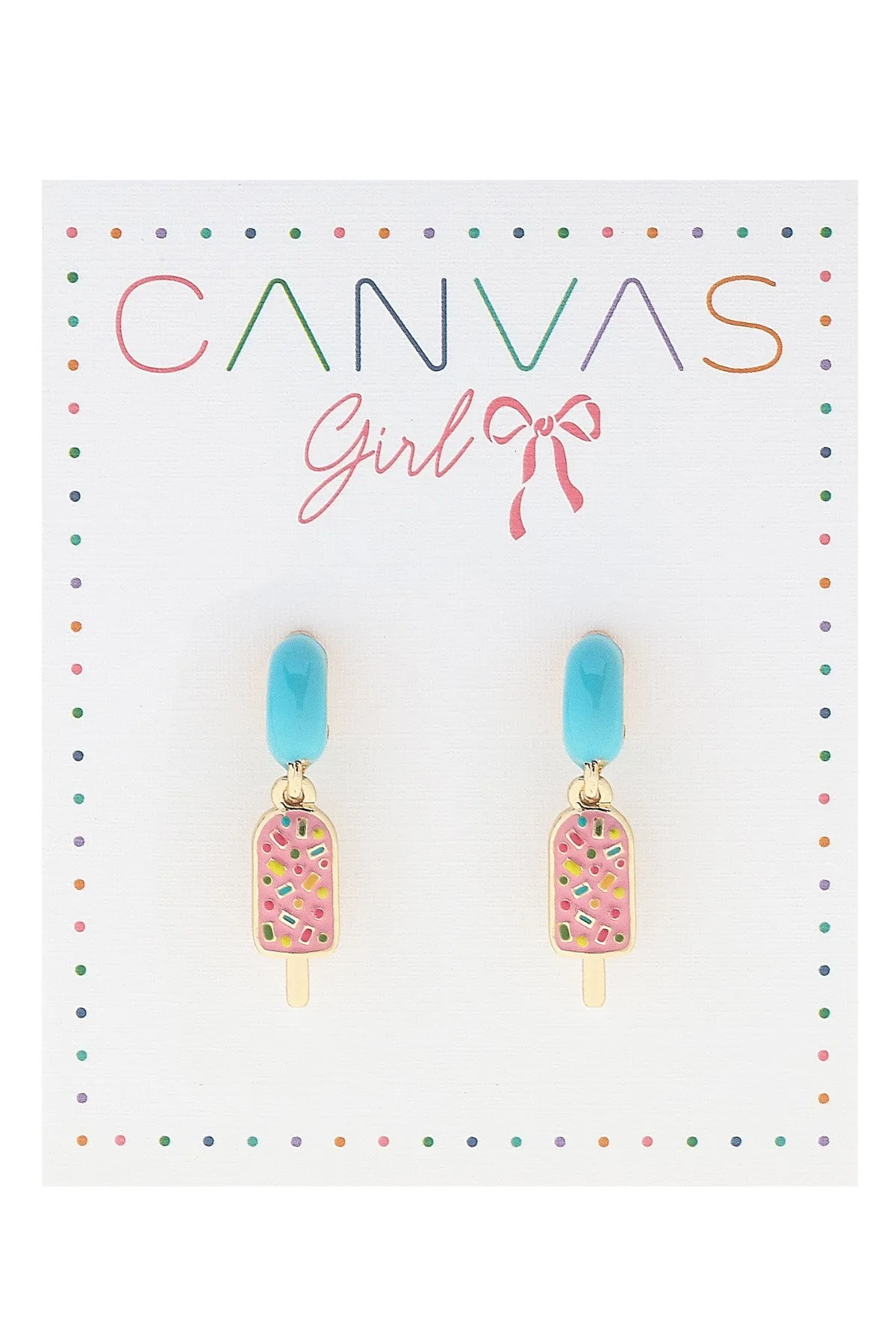 Lena Popsicle Enamel Mini Huggie Hoop Earrings in Aqua sold by Canvas Style